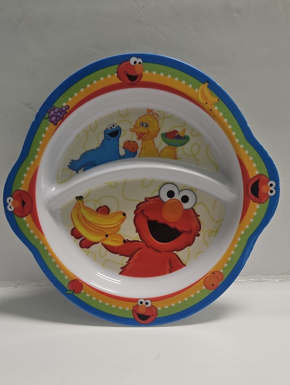 Sesame Street Elmo Divided Kids Plate - Red, Blue, Yellow, Green